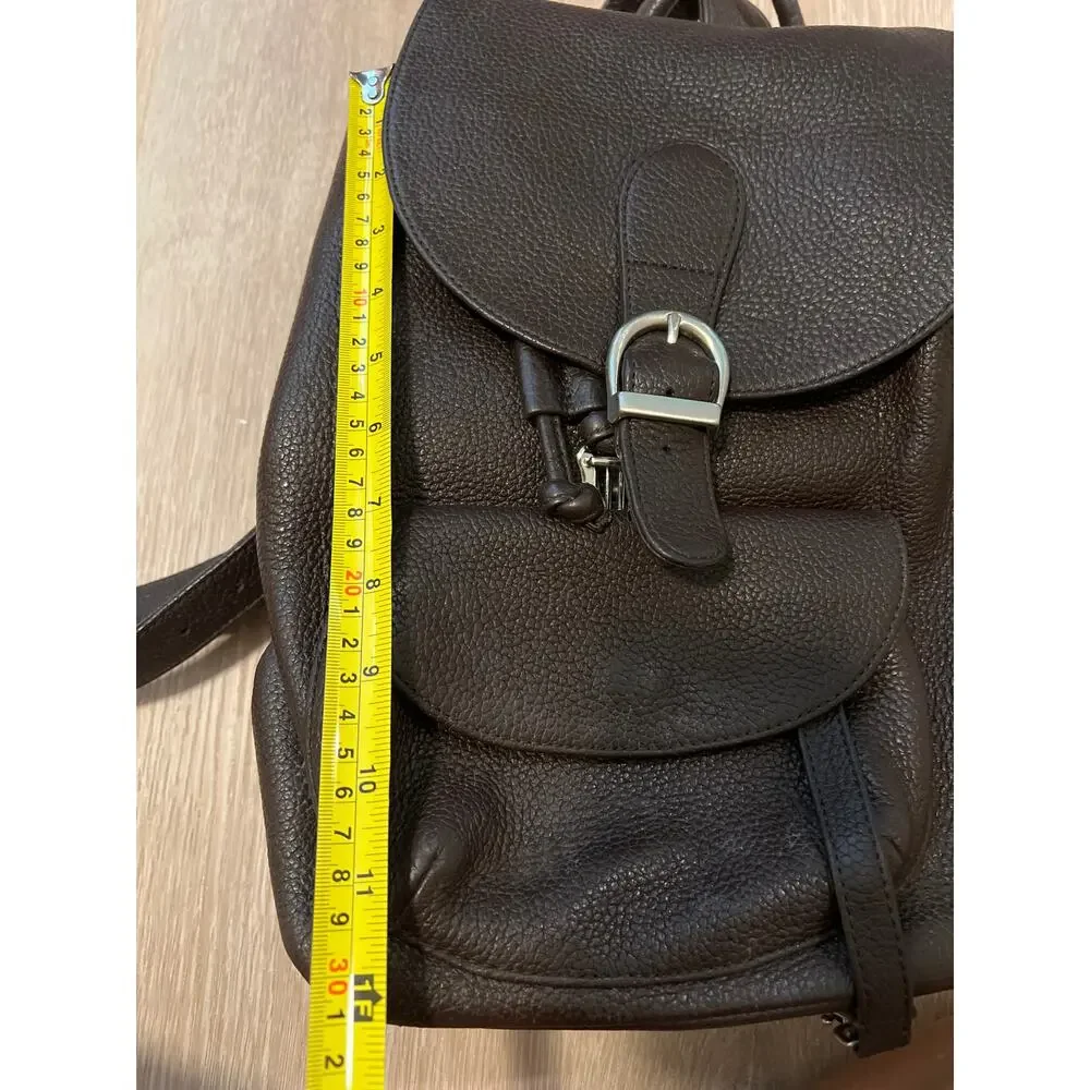 Vintage 90s Eddie Bauer Brown Pebbled Leather Rucksack Drawstring Bag Cinch Bag